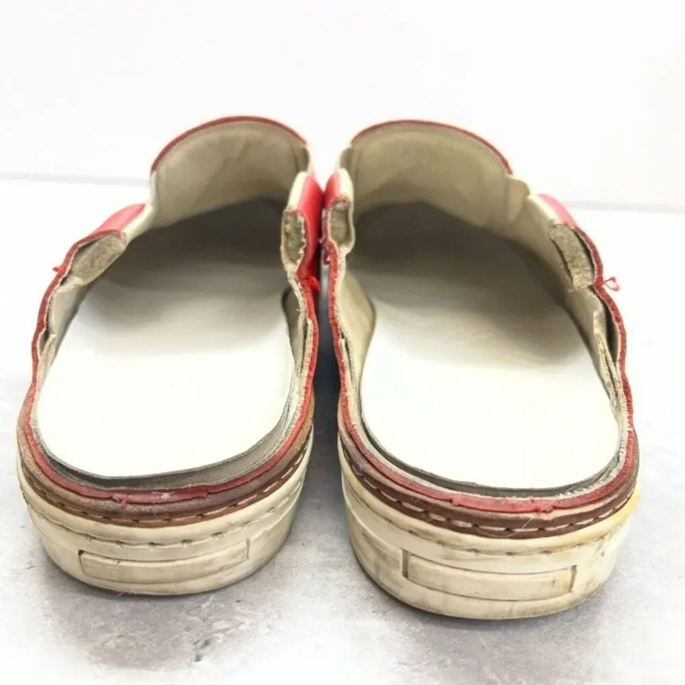 Maison Martin Margiela Red Leather Comfort Slip On Mule Shoes Mens Size 39/40